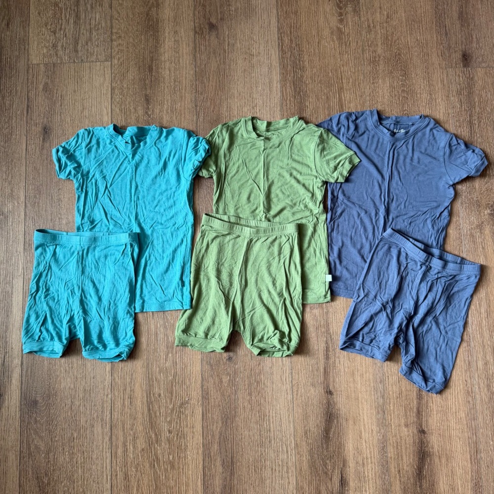Bamboo Viscose Pajama Set Unisex 3T Blue Green Teal Lot of 3 Short